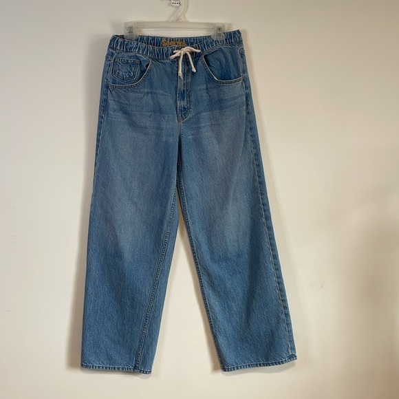 Mother Snacks Jeans 27 Drawn Fun Dip Nerd Blue Elastic Drawstring Straight Loose